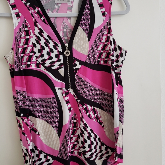 EUC Linda Matthews Sleeveless Zip Front Top,Sz.S/P - Picture 1 of 4
